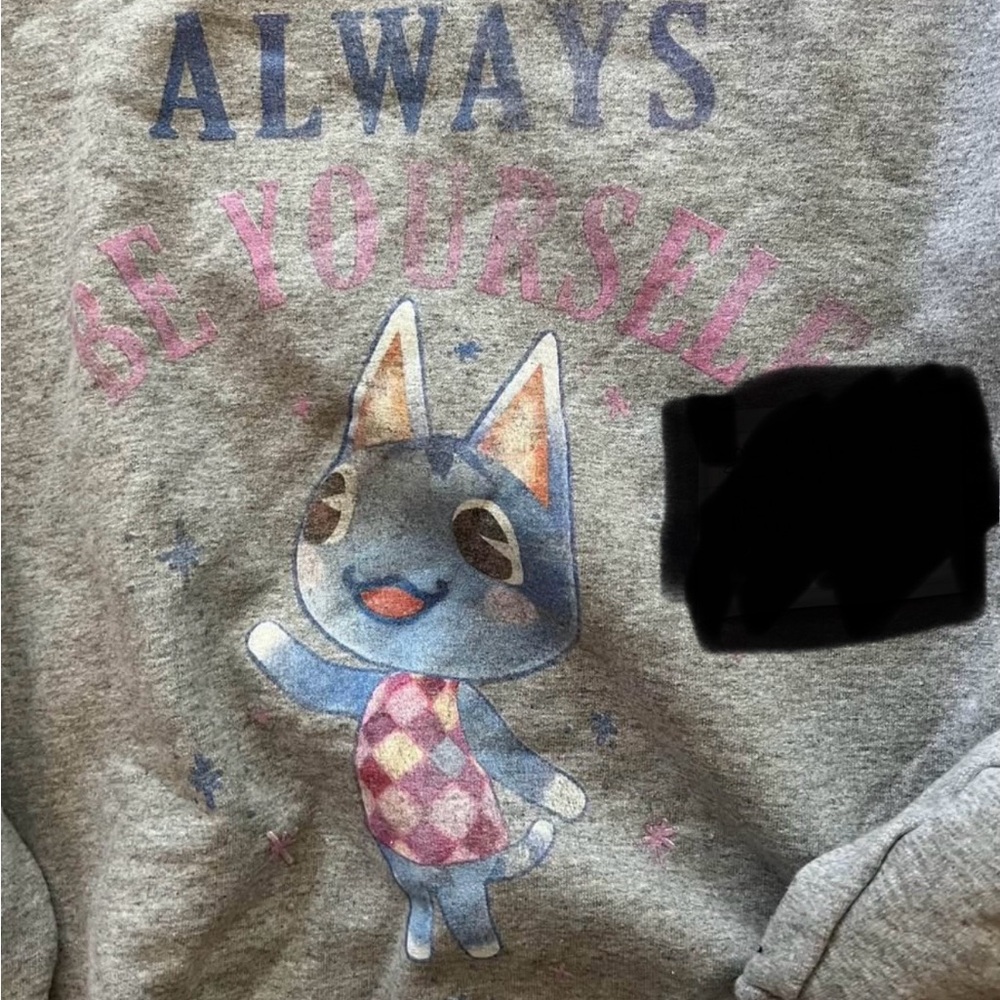 Women’s grey animal crossing cute cat sweater long sleeved lightly used XL